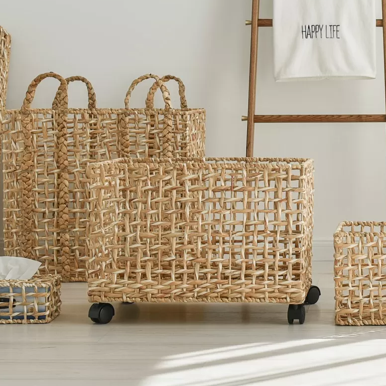 Water Hyacinth Basket with Wheels