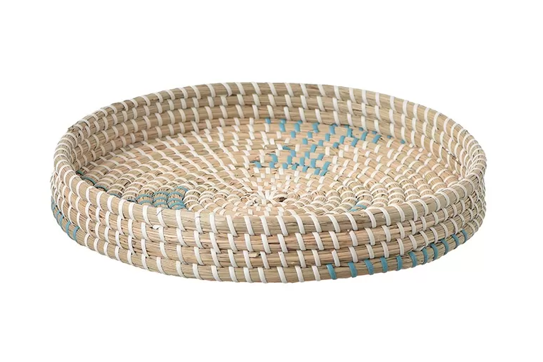 Round Seagrass Woven Handleless Tray