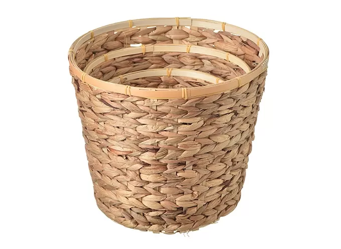 Bamboo Water Hyacinth Woven Plant Baskets Set