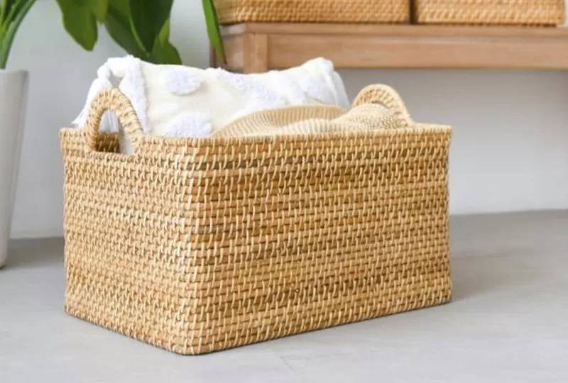 Handmade Rattan Basket With Handle