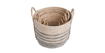 Seagrass Corn Husk Mixed Storage Baskets with Various Sizes