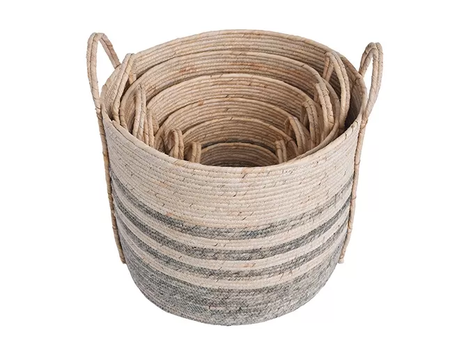 Seagrass Corn Husk Mixed Storage Baskets with Various Sizes