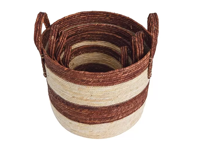 Seagrass Corn Husk Laundry Baskets Set With Handles