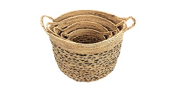 Seagrass Corn Husk Handwoven Laundry Baskets Set