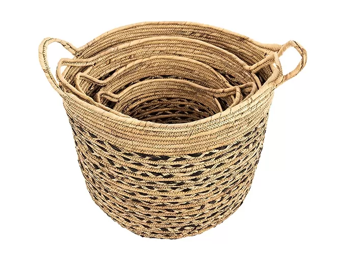 Seagrass Corn Husk Handwoven Laundry Baskets Set