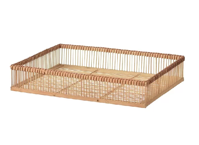 Set of 2 Woven Bamboo Storage Trays