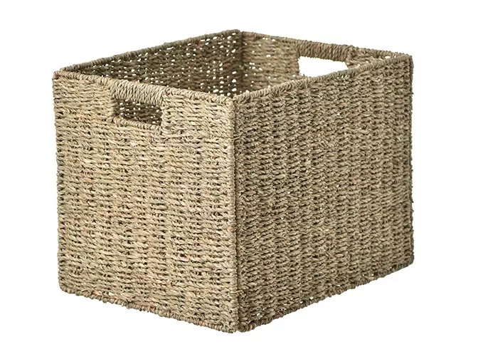 Foldable Square Seagrass Basket With Handles