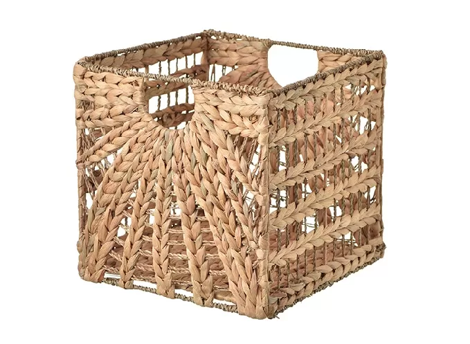 Foldable Water Hyacinth And Seagrass Storage Basket