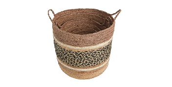 Set of 6 Seagrass Corn Husk Woven Storage Baskets