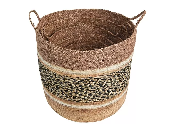 Set of 6 Seagrass Corn Husk Woven Storage Baskets