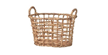 Woven Water Hyacinth Laundry Basket With Handles