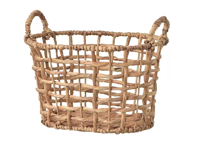 Woven Water Hyacinth Laundry Basket With Handles