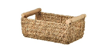 Seagrass Woven Storage Basket With Wooden Handles