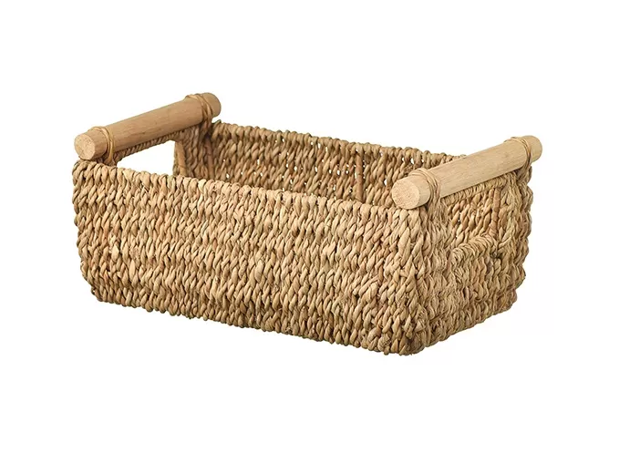 Seagrass Woven Storage Basket With Wooden Handles