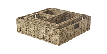 Natural Braided Seagrass Woven Storage Baskets Set