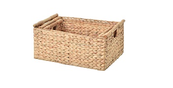 Set of 3 Rectangular Water Hyacinth Basket