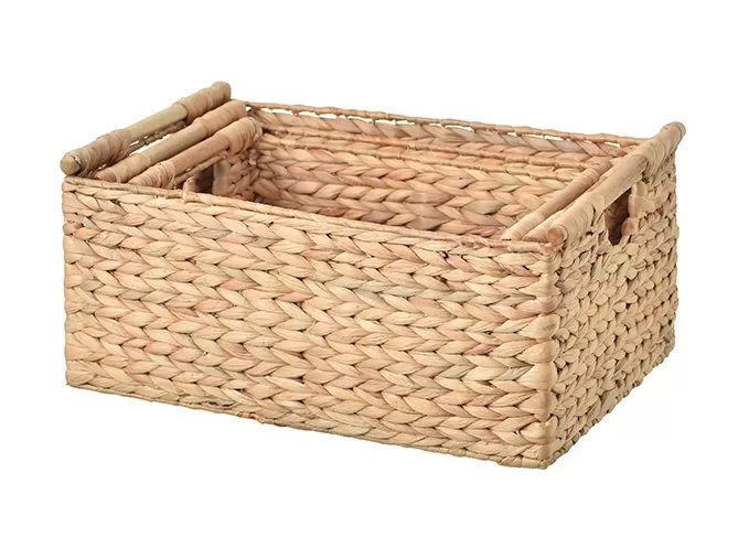 Set of 3 Rectangular Water Hyacinth Basket