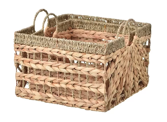 Unique Water Hyacinth Seagrass Storage Baskets Set