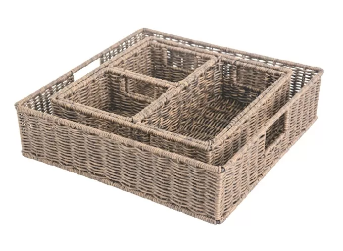 Plastic Woven Coffee Storage Baskets Set