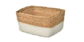 Natural Seagrass Cotton Rope Storage Baskets Set