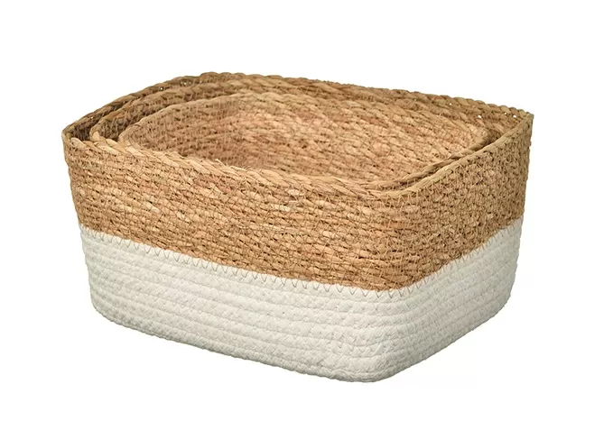 Natural Seagrass Cotton Rope Storage Baskets Set