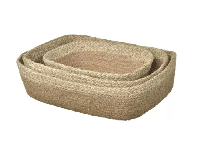 Set of 3 cotton rope woven storage baskets