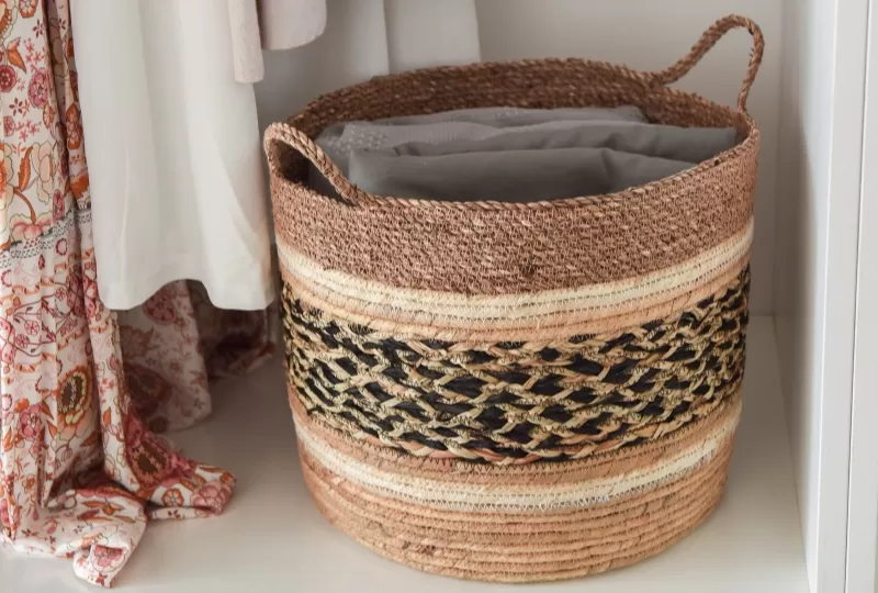 Set of 6 Seagrass Corn Husk Woven Storage Baskets