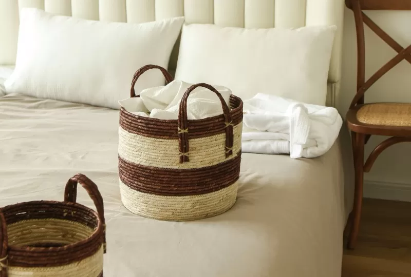 Seagrass Corn Husk Laundry Baskets Set With Handles