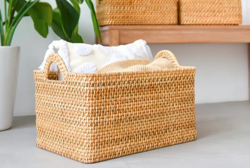 Handmade Rattan Basket With Handle