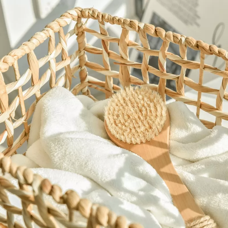 Handcrafted Water Hyacinth & Palm Leaves Storage Basket