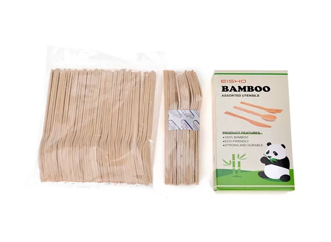 Biodegradable Bamboo Cutlery Sets, Knife, Fork and Spoon