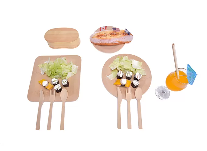 Biodegradable Bamboo Cutlery Sets, Knife, Fork and Spoon