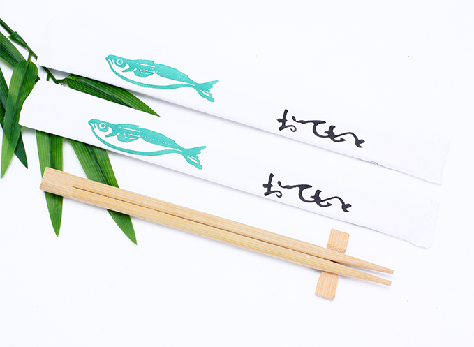 Bamboo Twin Chopsticks In Custom Printing Paper Sleeve