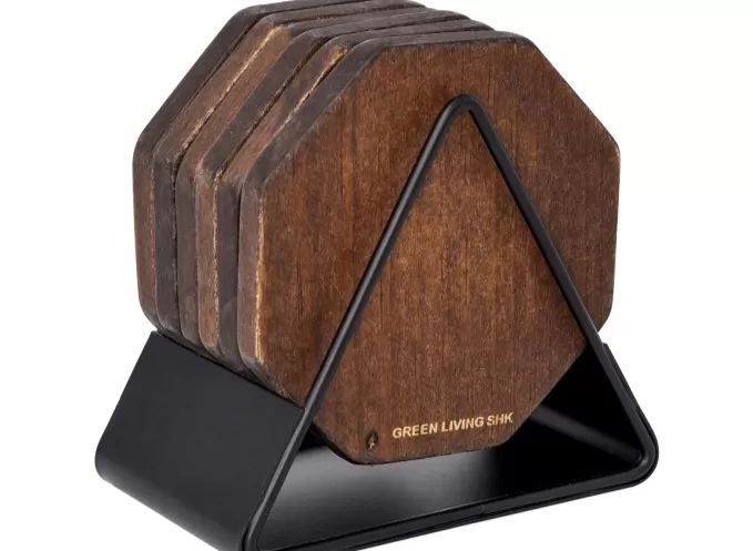 Hexagonal Solid Wood Coasters